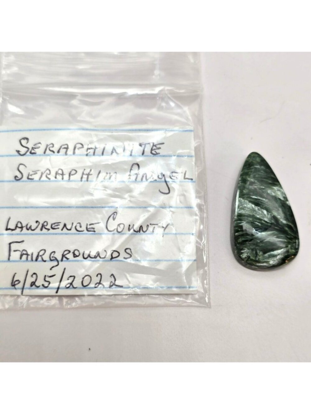 Seraphinite Polished Gemstone Cabochon Teardrop Shape 16x22x5.9 JH5007 - Picture 6 of 10